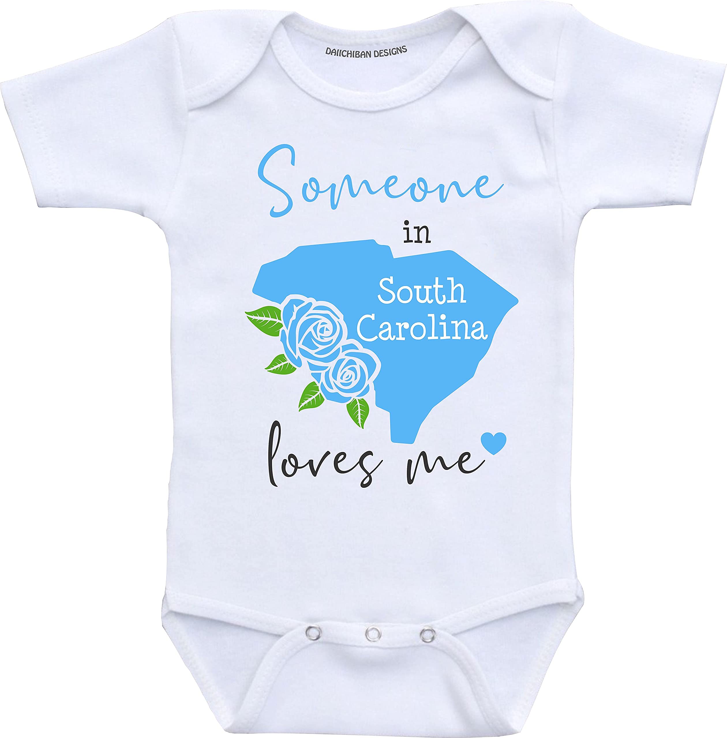 Daiichiban Designs Someone in South Carolina loves me baby clothes Custom baby gifts