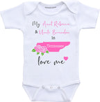Daiichiban Designs Aunt and Uncle baby gifts Customizable Tennessee baby clothes