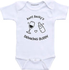 Custom Auntie's Drinking Buddy Funny Aunt Baby Clothes Infant Bodysuit