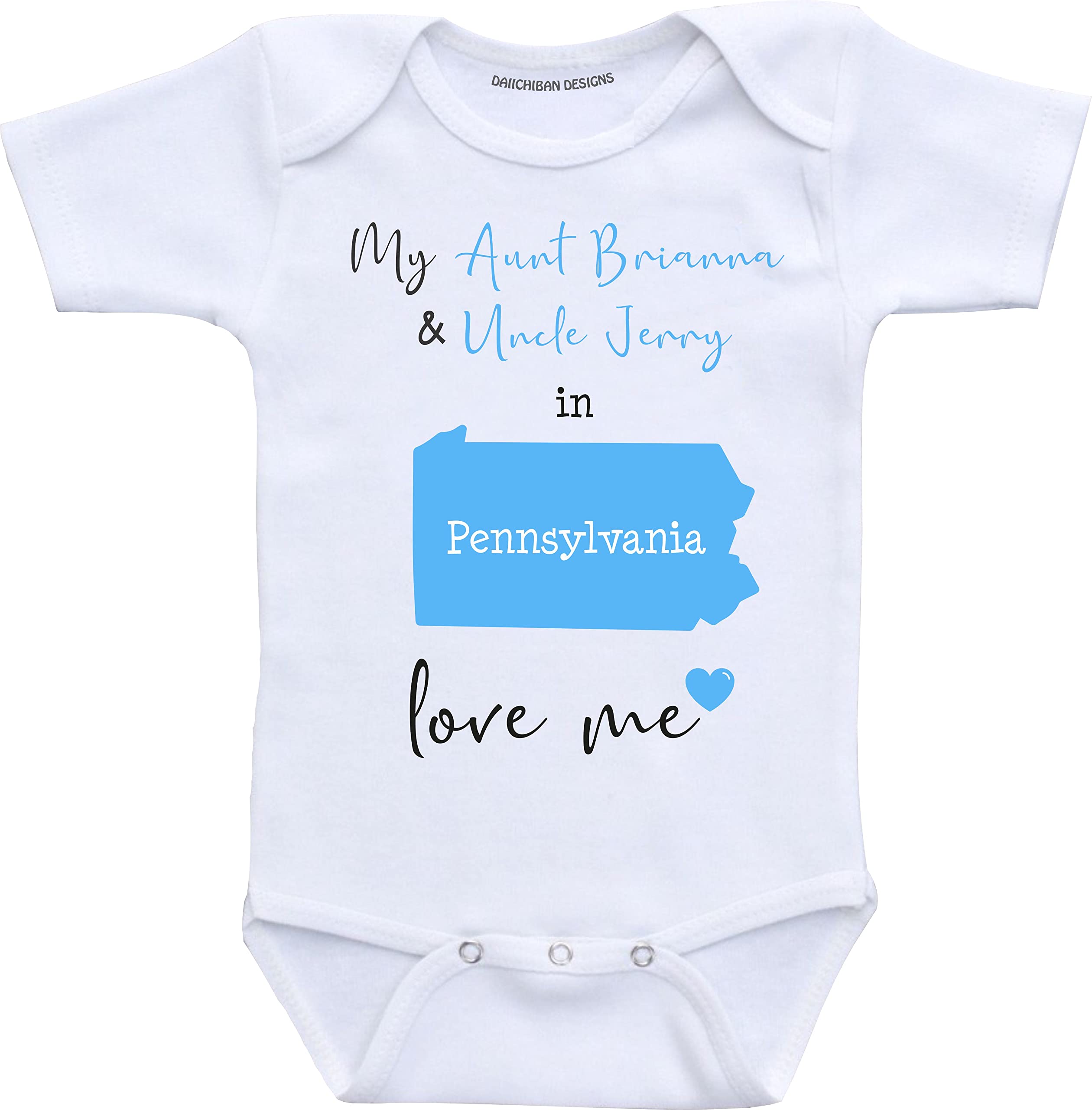 Daiichiban Designs Custom Aunt and Uncle baby gifts Rhode Island baby clothes