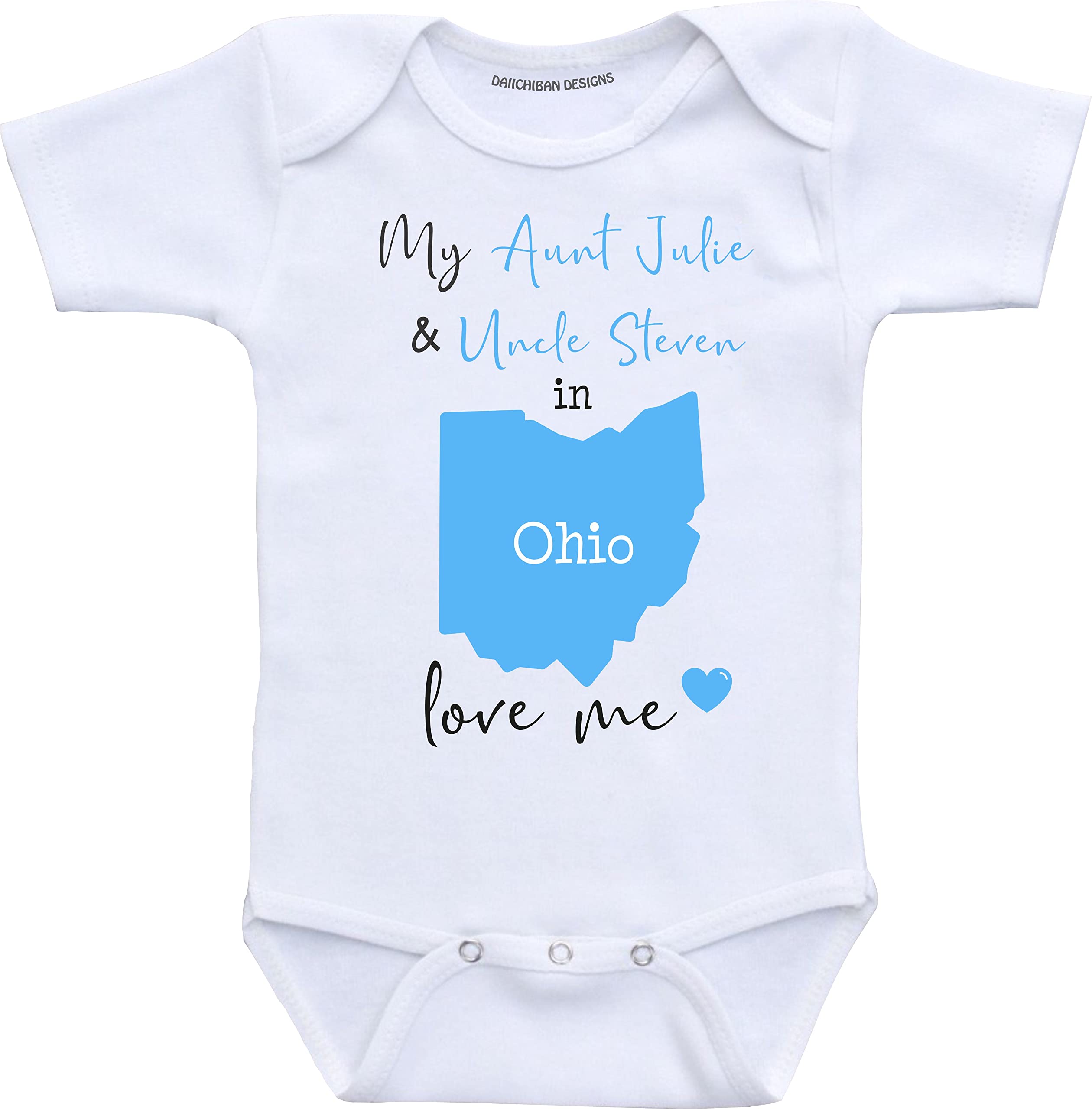 Daiichiban Designs Customizable Aunt and Uncle baby clothes Ohio State baby gifts