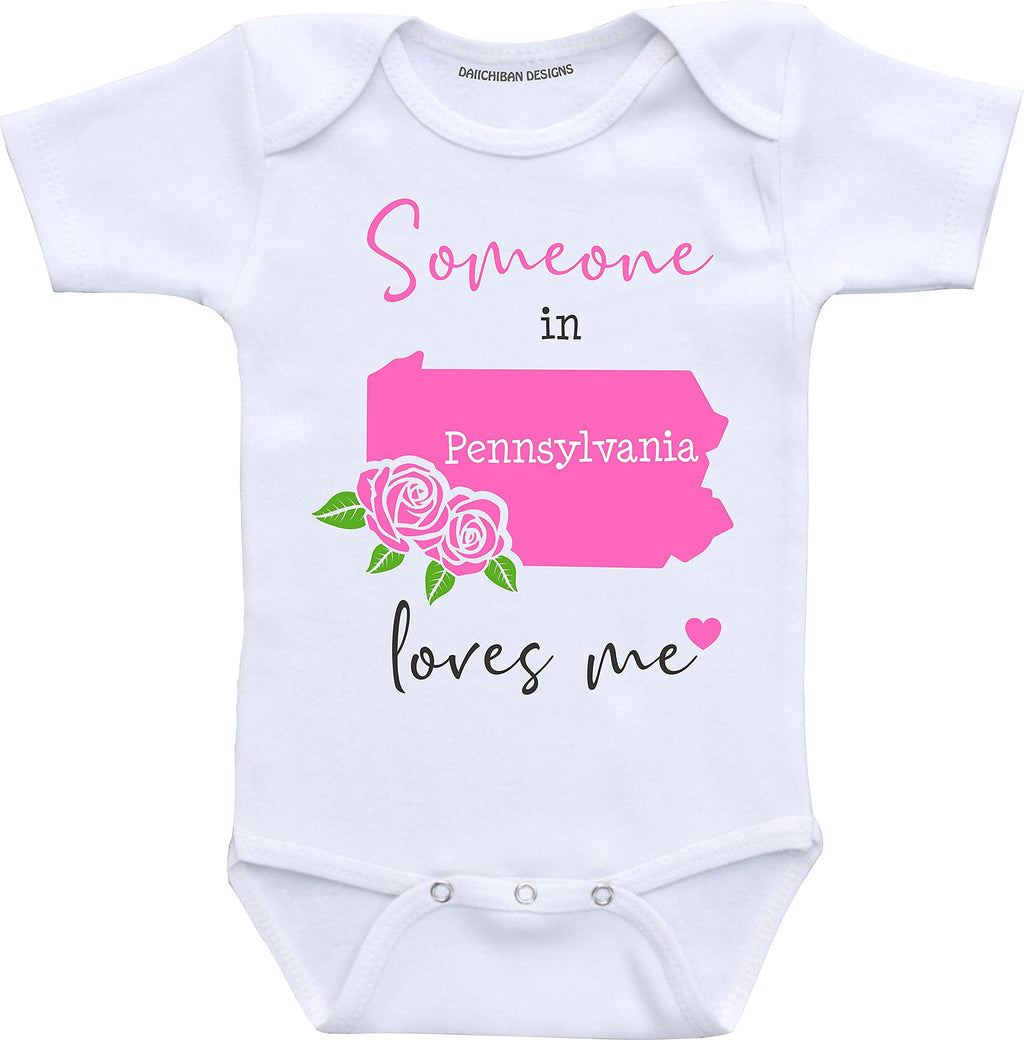 Daiichiban Designs Someone in Pennsylvania loves me baby clothes Custom baby gifts
