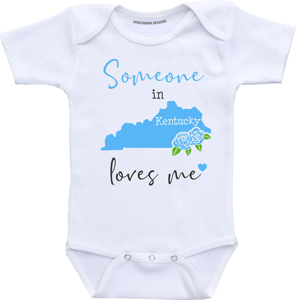 Daiichiban Designs Someone in Kentucky loves me baby clothes infant creeper State customized gifts for babies