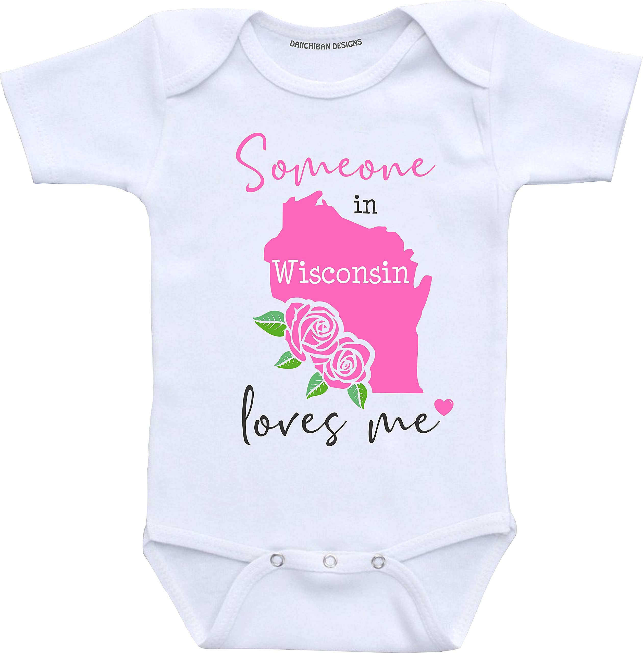 Daiichiban Designs Someone in Wisconsin loves me baby gifts Customizable
