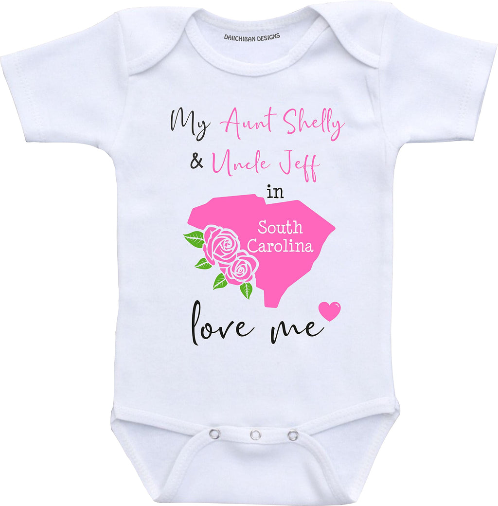 Daiichiban Designs Customizable Aunt and Uncle baby clothes South Carolina State baby gifts