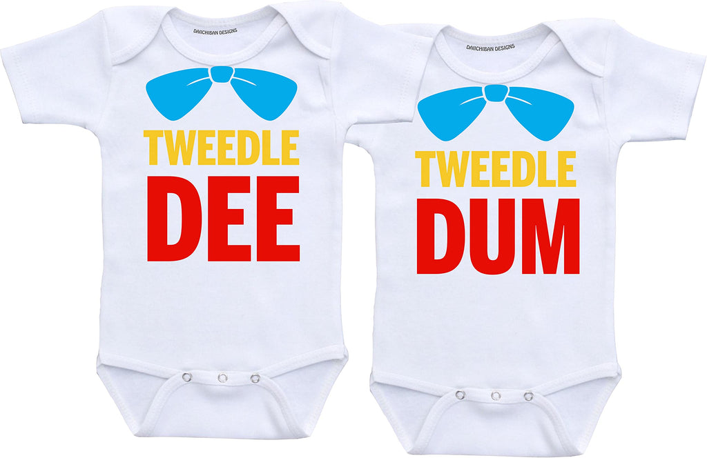 Daiichiban Designs Tweedle Dee Tweedle Dum Funny Twin baby clothes