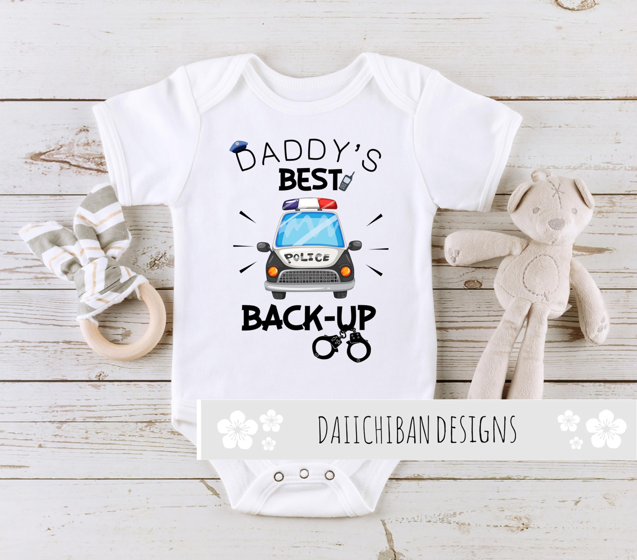 Daiichiban Designs Police Officer Law Enforcement Daddy Best Back up Infant Creeper