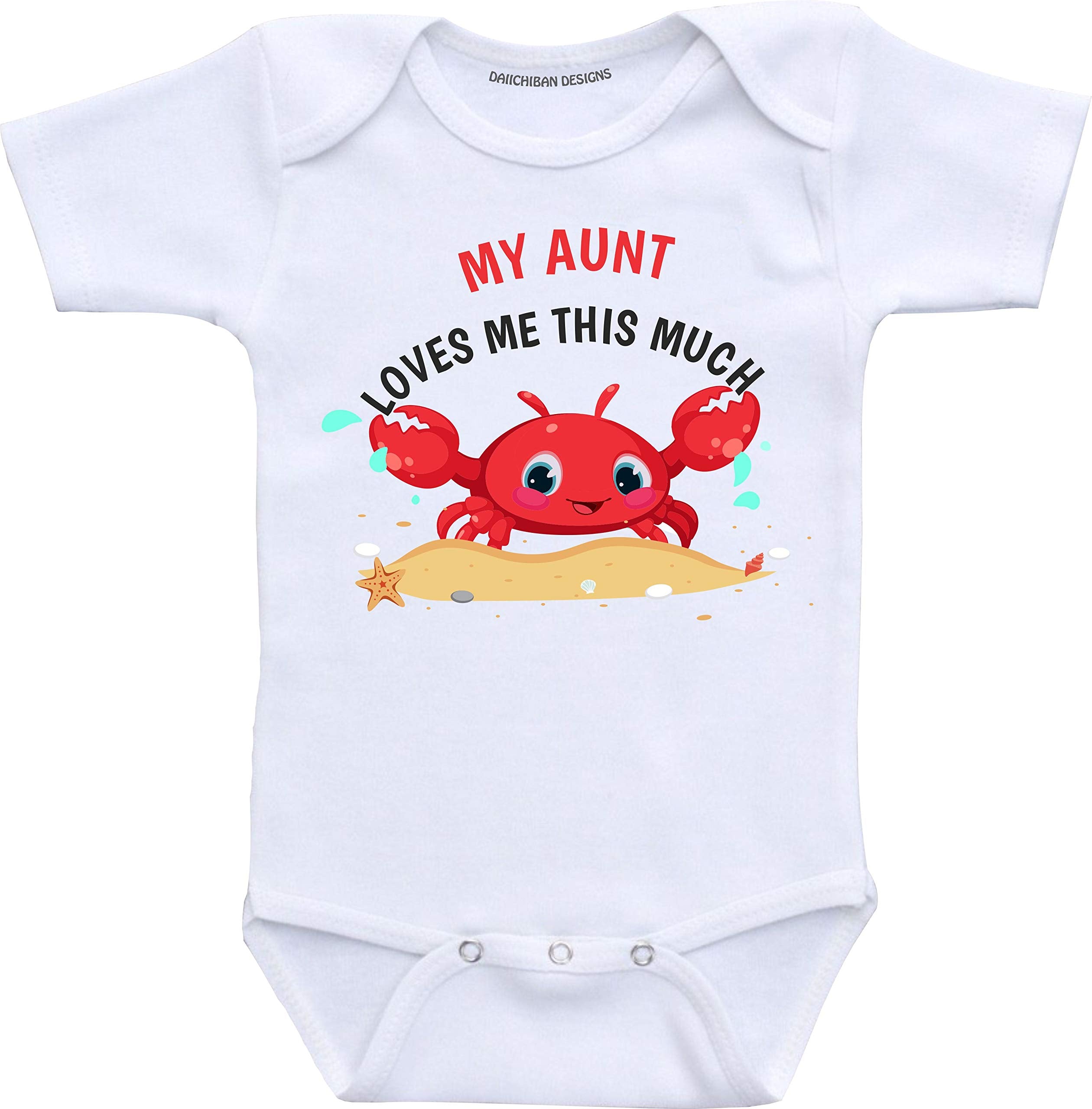 Daiichiban Designs Auntie baby clothes My Aunt Loves me this much baby gifts infant creeper (3 months)