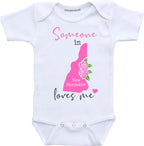 Daiichiban Designs Someone in New Hampshire loves me baby clothes infant romper