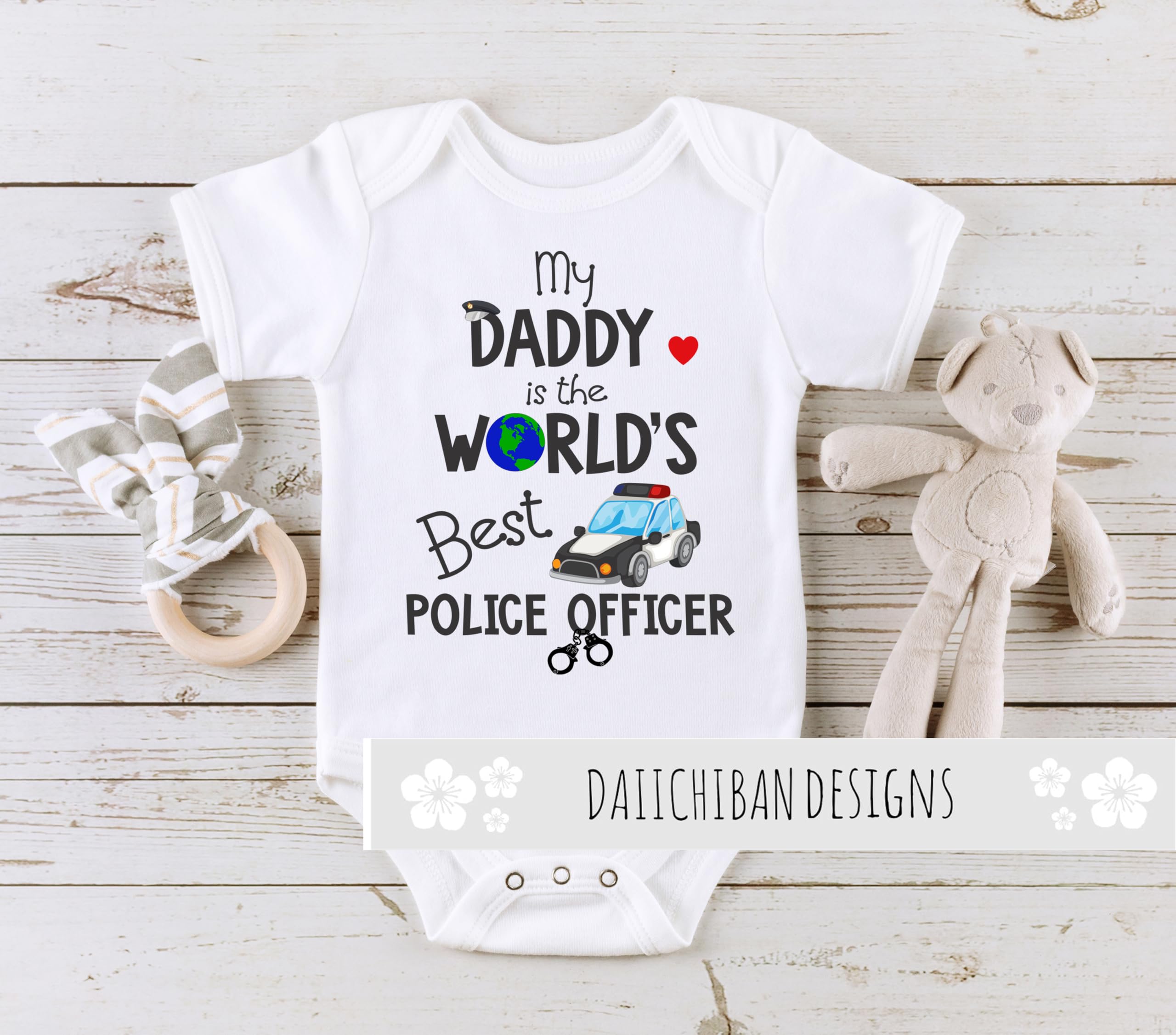 Daiichiban Designs Daddy Police Officer Law Enforcement Onepiece Baby boy Clothes