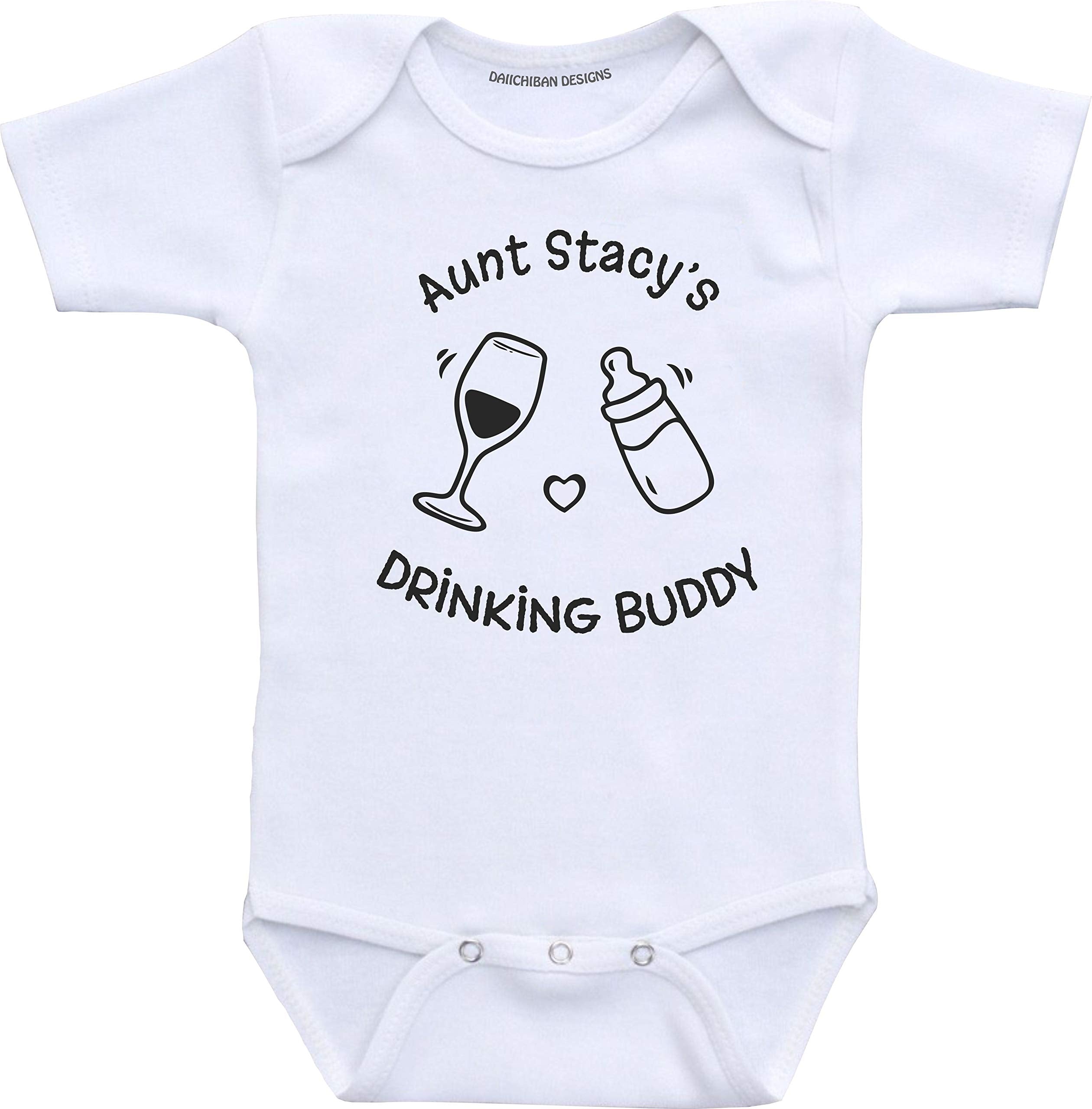Custom Auntie's Drinking Buddy Funny Aunt Baby Clothes Infant Bodysuit
