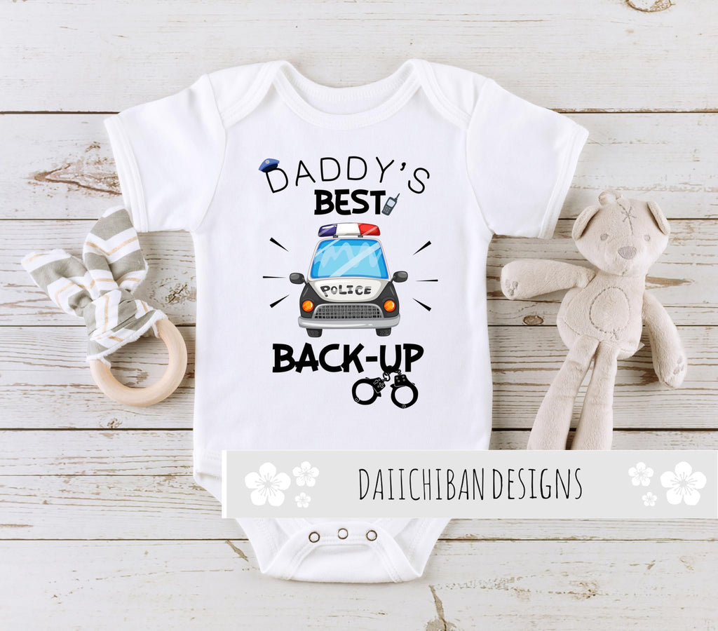 Daiichiban Designs Police Officer Law Enforcement Daddy Best Back up Infant Creeper