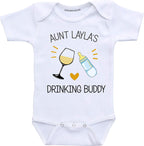 Aunt Drinking Buddy Funny Baby Bodysuit Infant Romper (24 Months) White