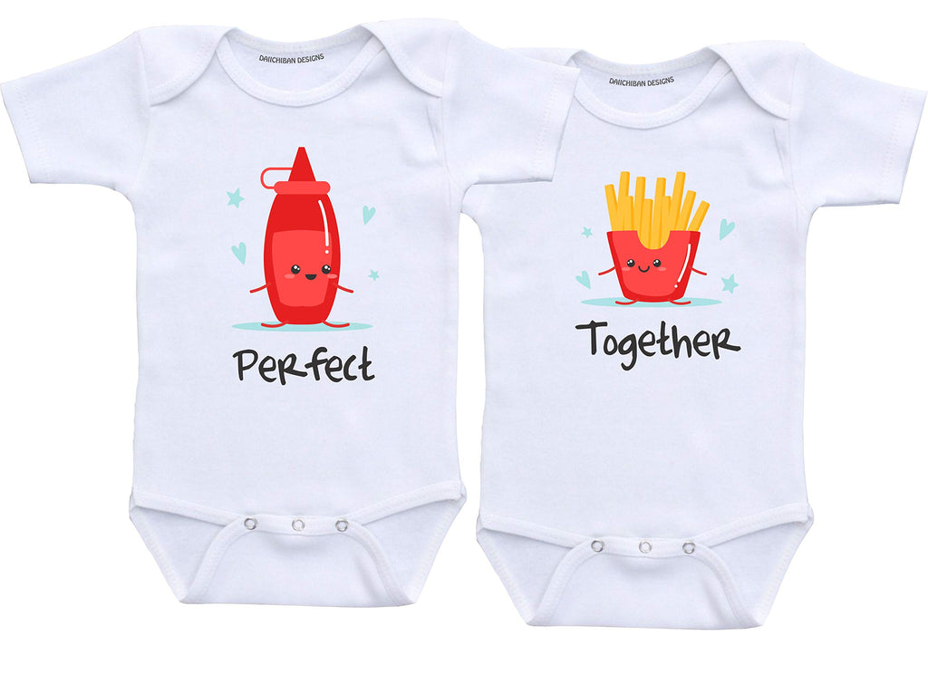 Daiichiban Designs Perfect together baby twin outfits twins baby gifts