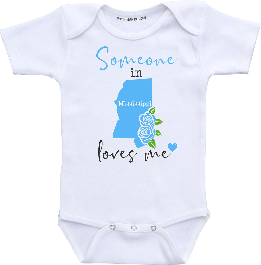 Daiichiban Designs Someone in Mississippi loves me baby clothes infant romper