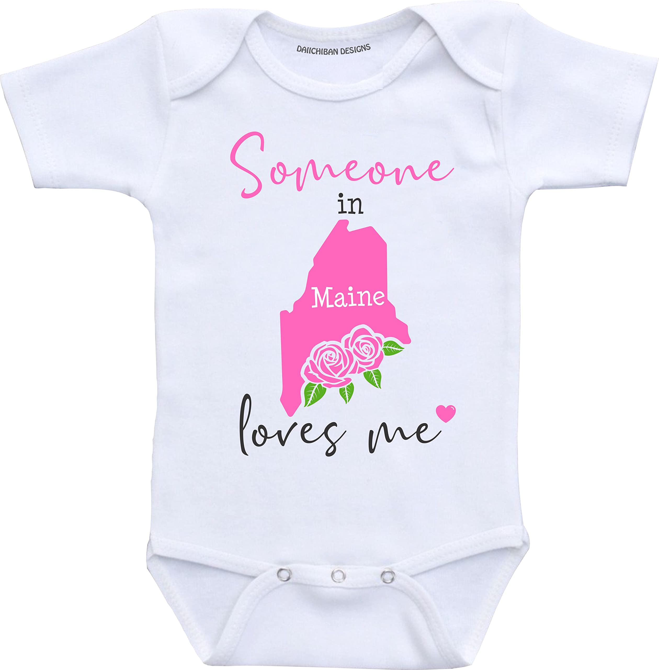 Daiichiban Designs Someone in Illinois loves me baby clothes infant creeper State customized gifts for babies
