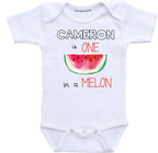Daiichiban Designs Custom baby gifts one in a melon baby girl boy romper