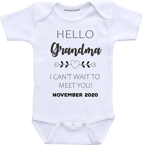 Custom Baby Announcement Grandma Pregnancy Reveal Shirts Infant Bodysuit
