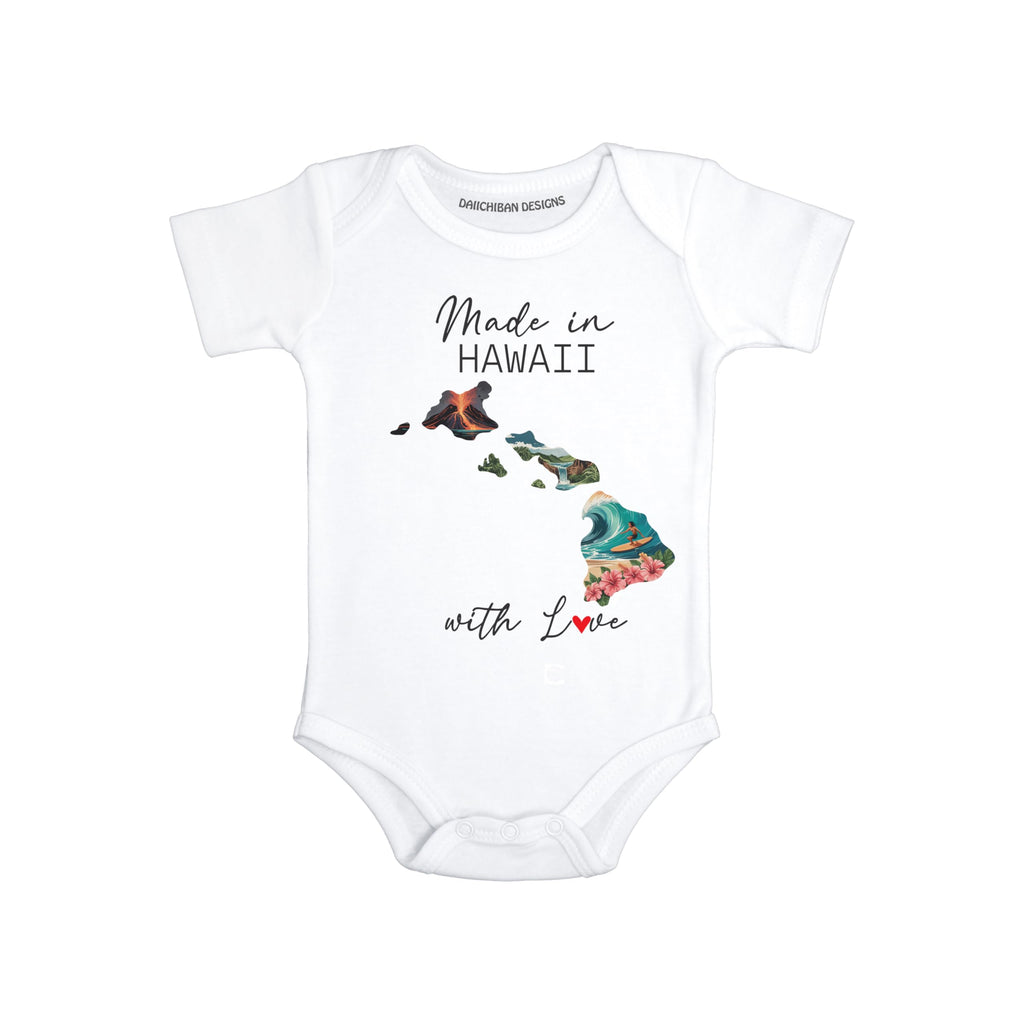 Daiichiban Designs Personalized Baby Bodysuit – “Made in Hawaii with Love” Custom State Option