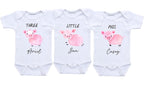 Daiichiban Designs Funny Triplets baby outfit personalized name baby outfit set of 3
