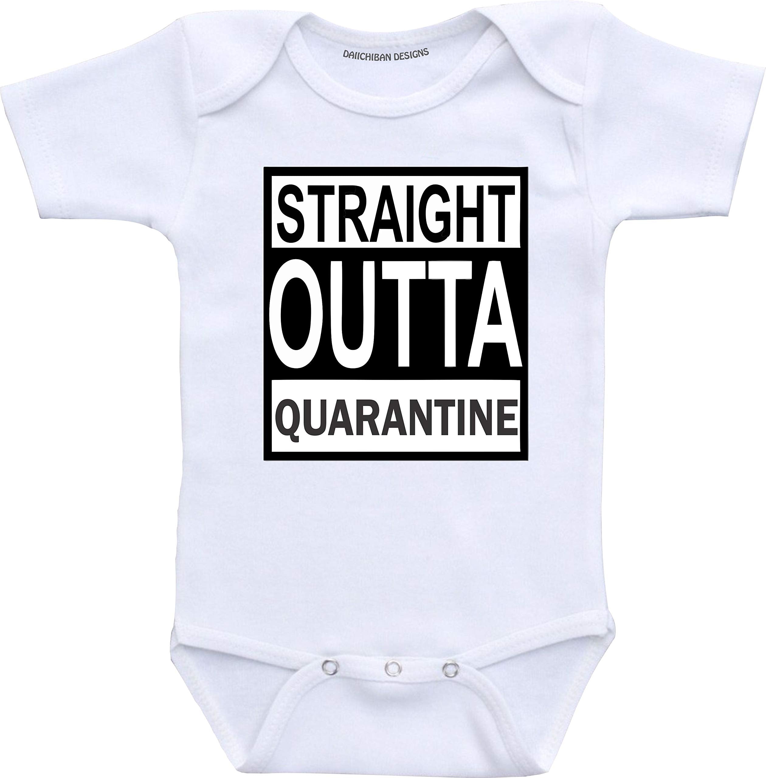 Daiichiban Designs Straight outta quarantine Funny baby girl clothes infant bodysuit