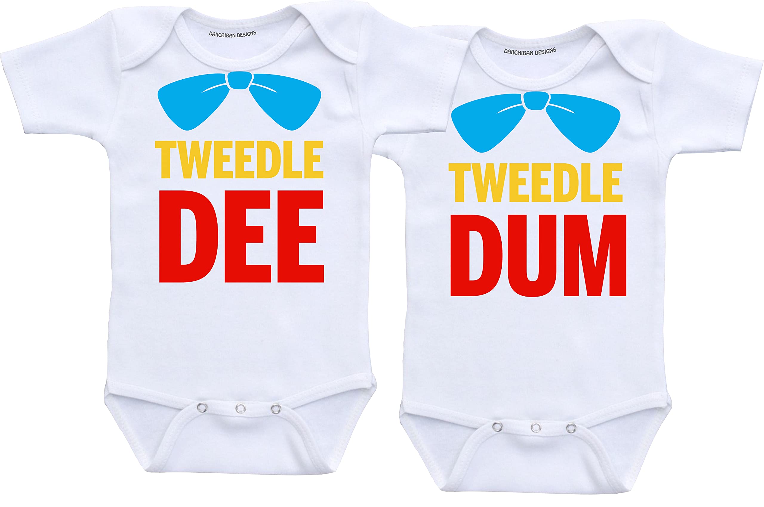 Daiichiban Designs Tweedle Dee Tweedle Dum Funny Twin baby clothes