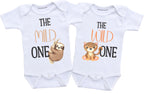 Daiichiban Designs Funny Twin Baby Bodysuit Set – “The Wild One & The Mild One” – Cute Matching Twin outfit