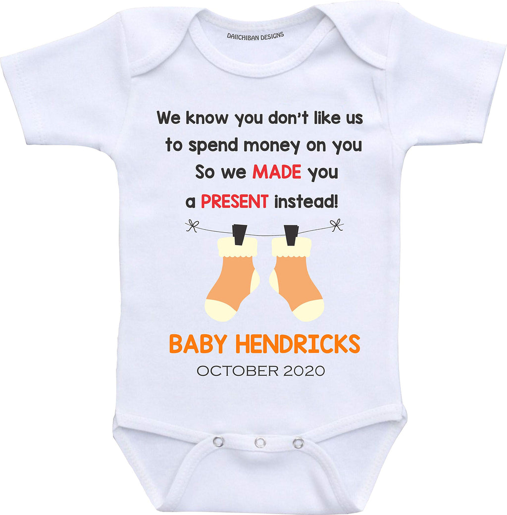 Daiichiban Designs Funny Pregnancy Announcement Custom baby announcement bodysuits