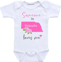 Daiichiban Designs Someone in Nebraska loves me baby clothes infant romper