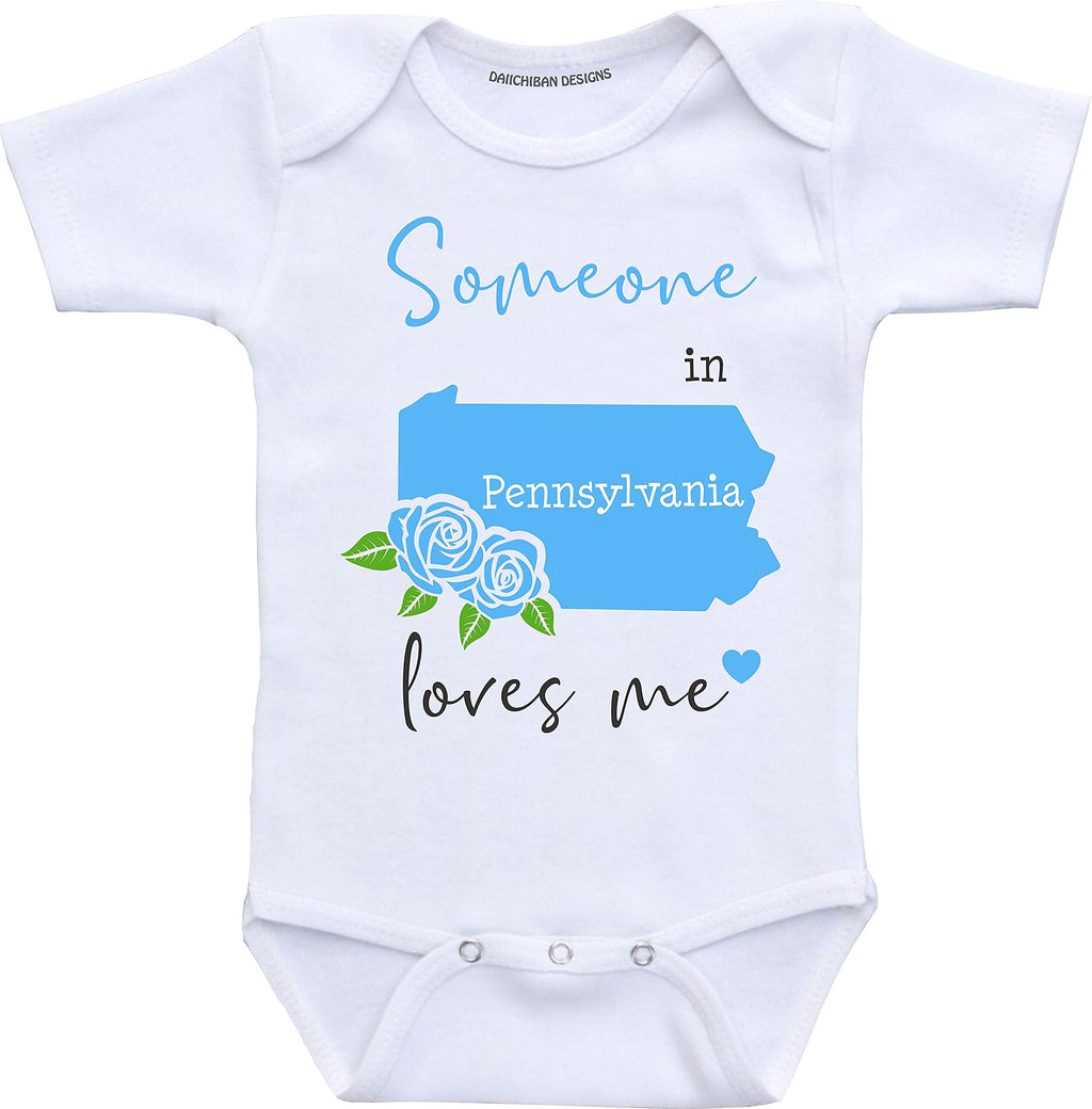 Daiichiban Designs Someone in Pennsylvania loves me baby clothes Custom baby gifts
