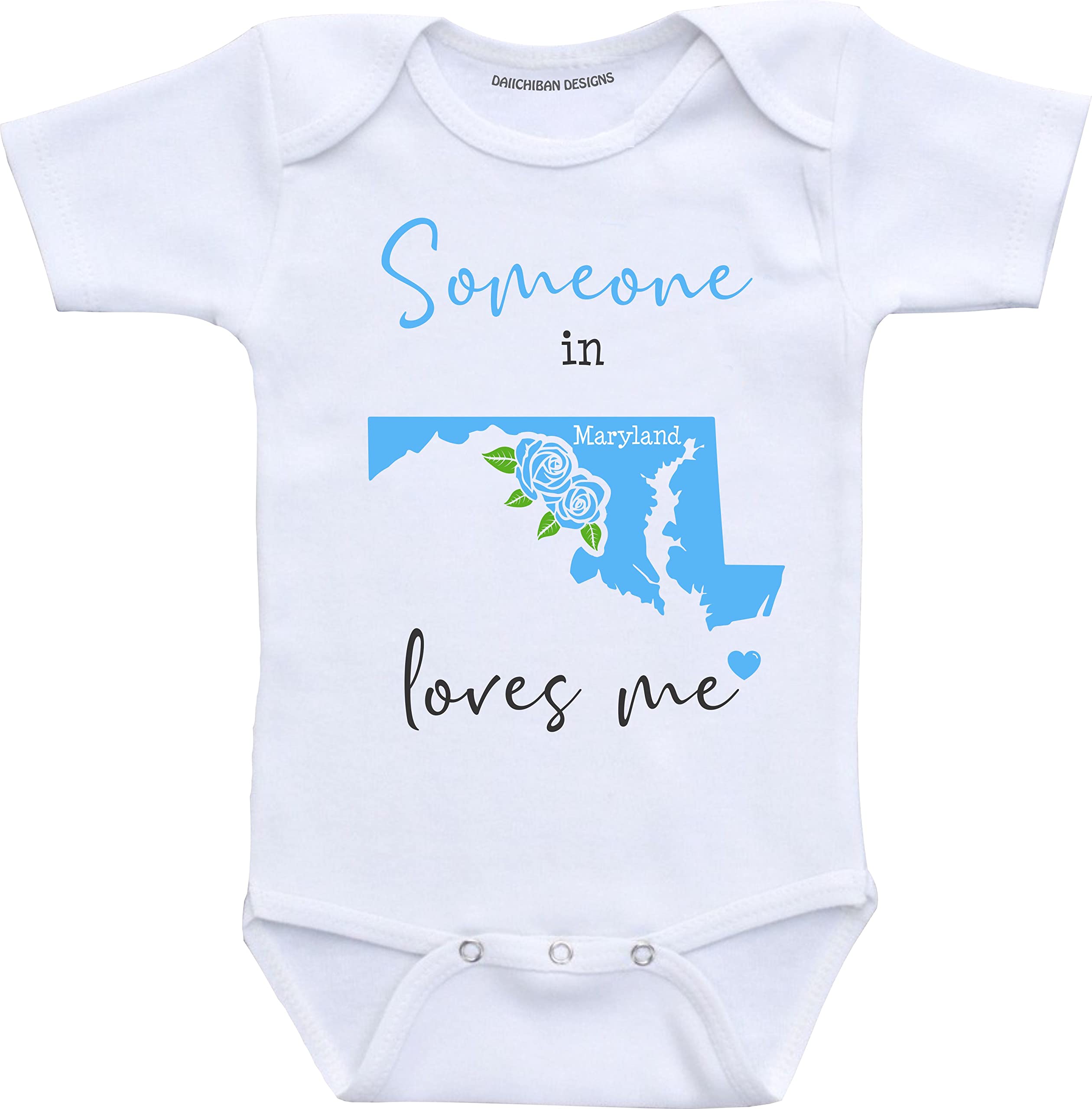 Daiichiban Designs Someone in Illinois loves me baby clothes infant creeper State customized gifts for babies