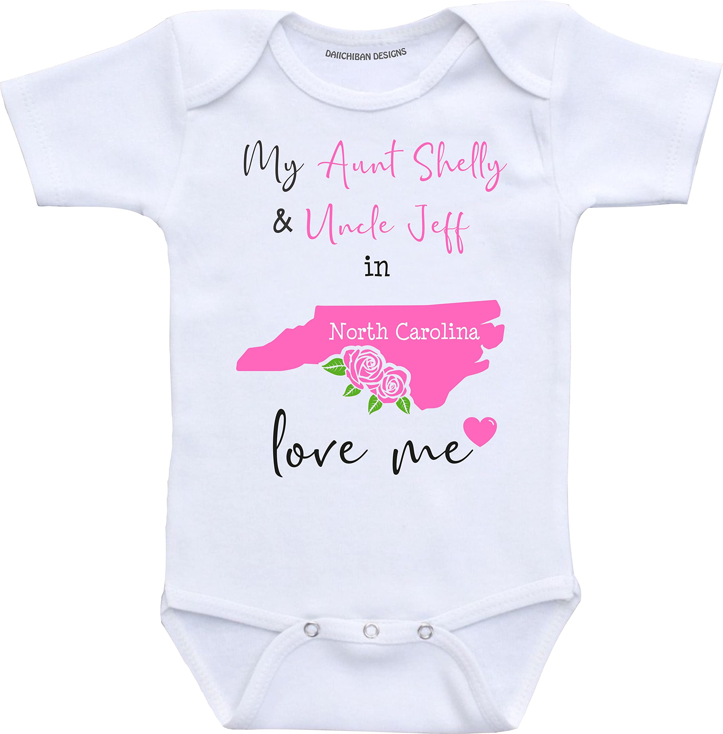 Daiichiban Designs Custom Aunt and Uncle baby gifts North Carolina baby clothes