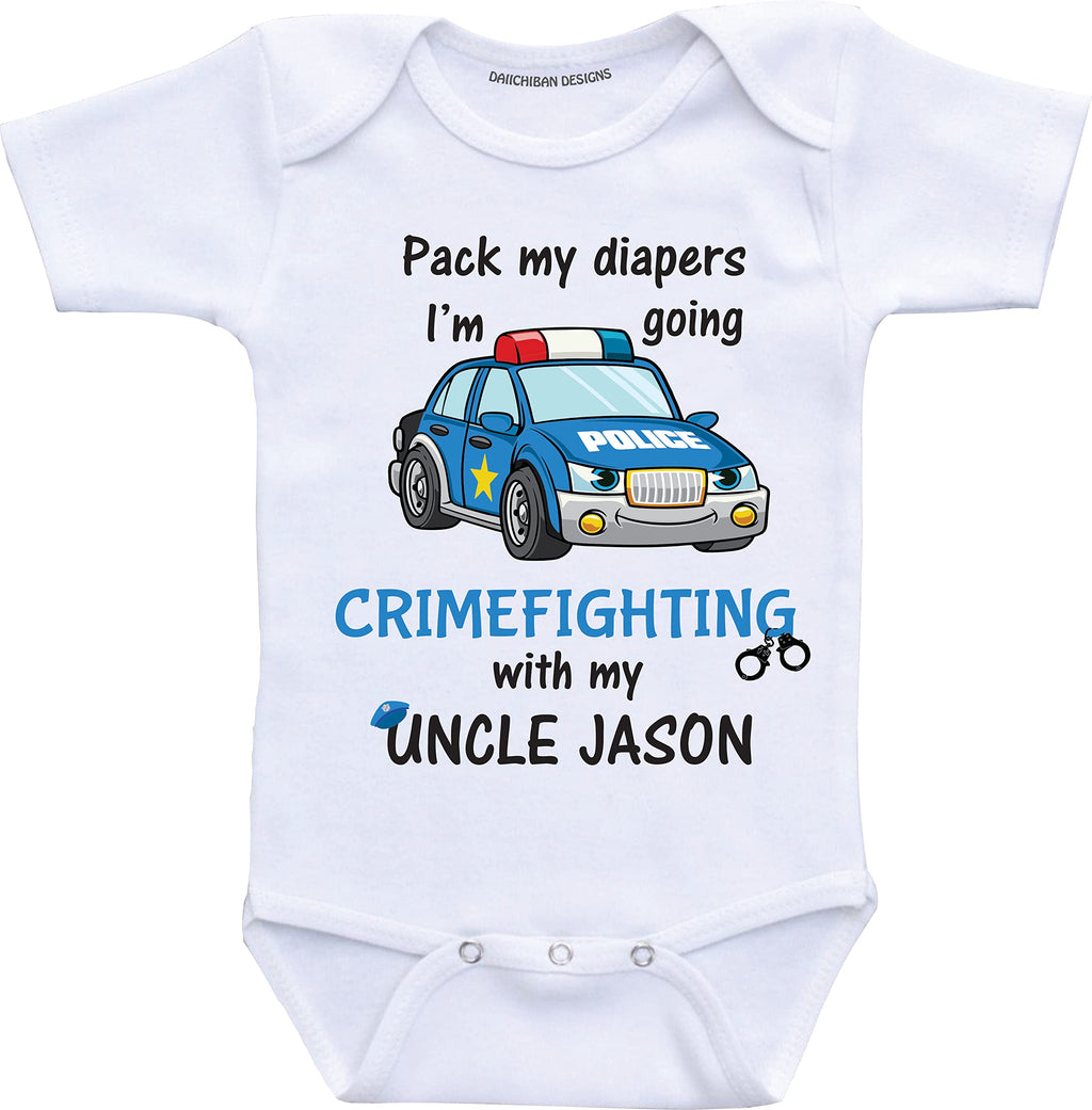 Police Uncle baby gifts My Uncle is a police officer with personalized name baby clothes