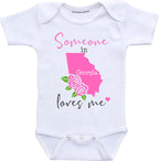 Someone in Michigan loves me baby clothes infant creeper State customized gifts for babies