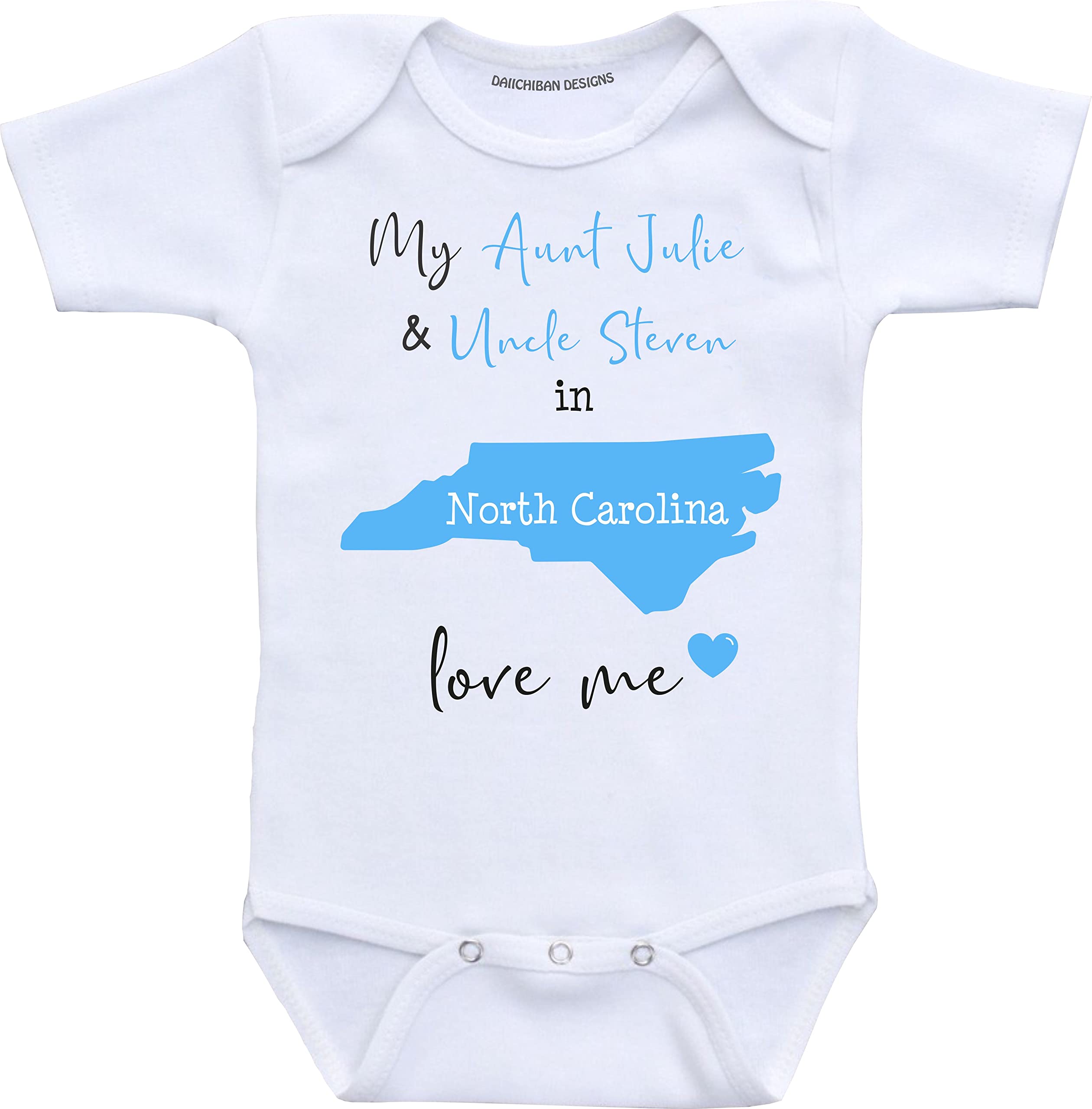 Daiichiban Designs Custom Aunt and Uncle baby gifts North Carolina baby clothes