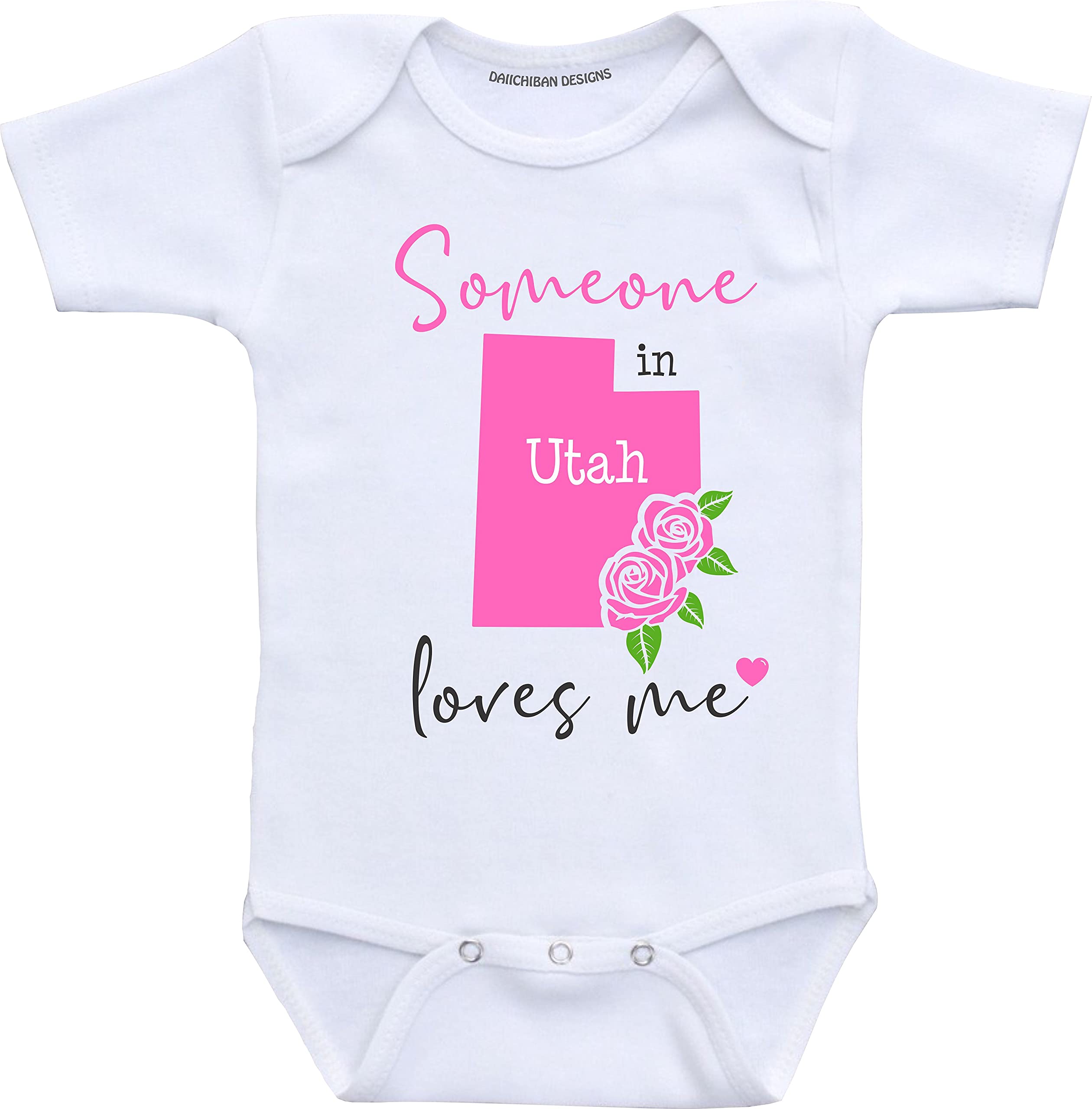 Daiichiban Designs Someone in Utah loves me baby clothes Custom baby gifts