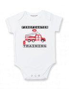 Daiichiban Designs Firefighter Baby Bodysuit – “Firefighter in Training” – Cute Infant One Piece Outfit