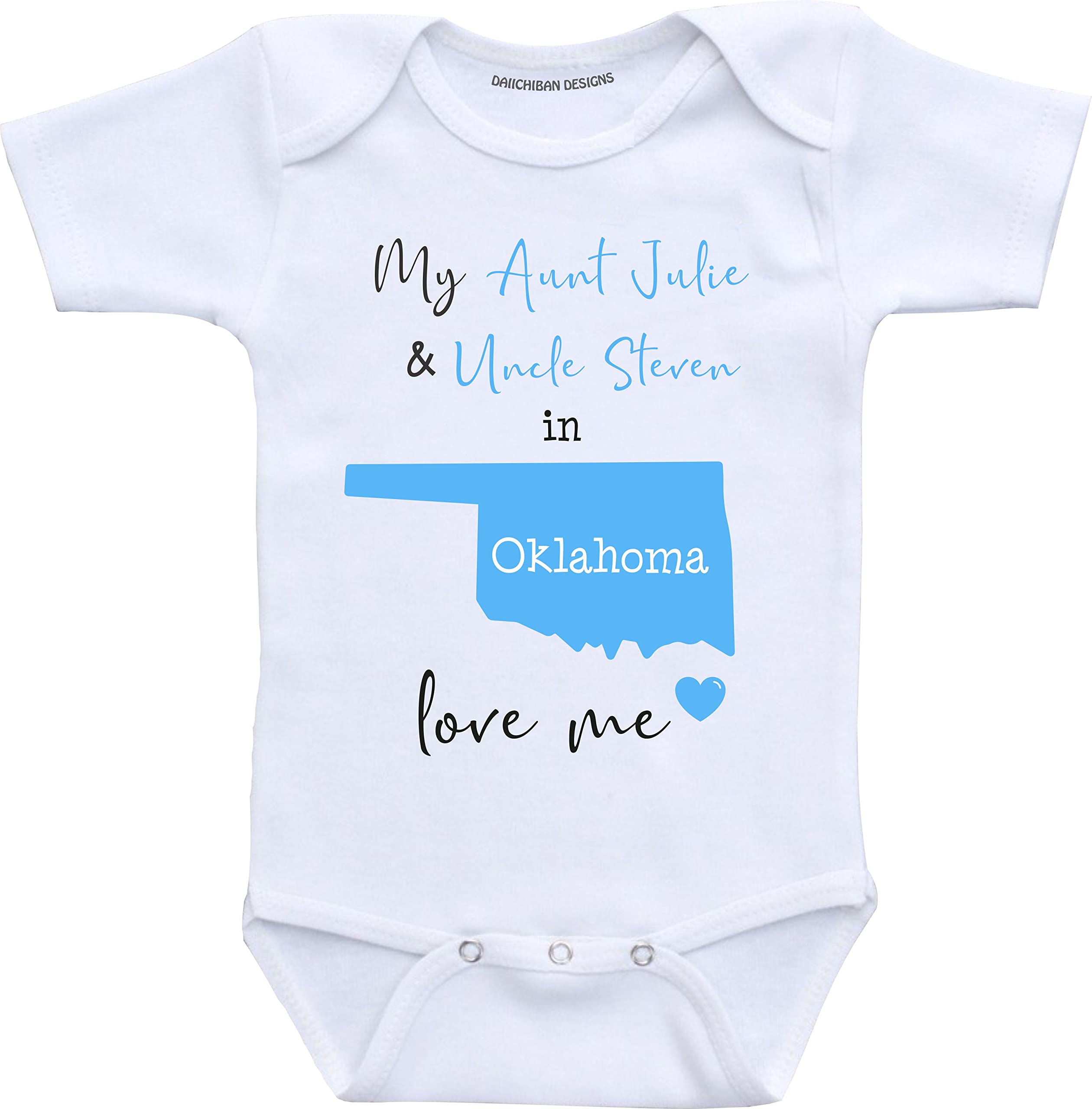 Daiichiban Designs Custom Aunt and Uncle baby gifts Oklahoma baby clothes