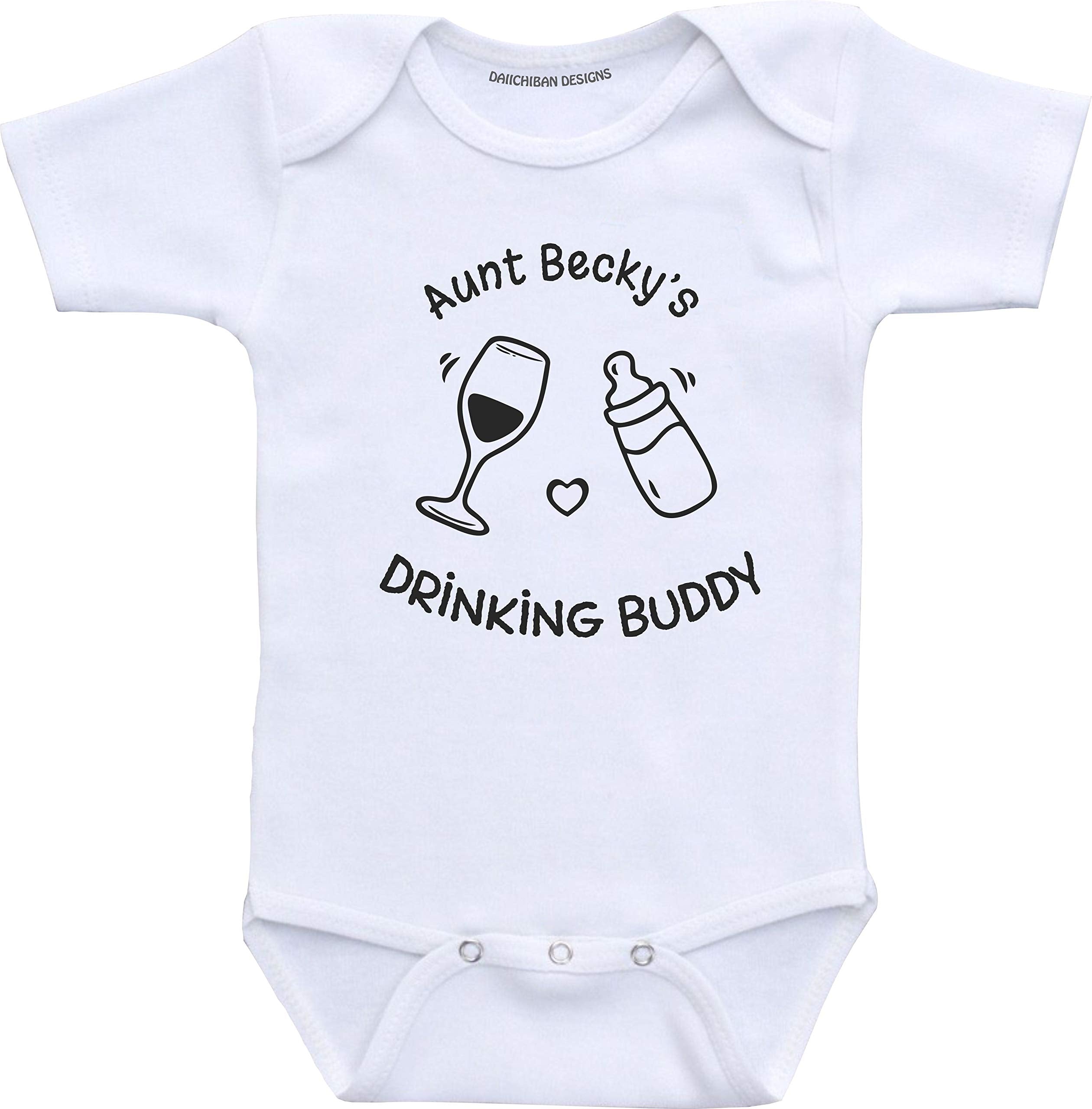 Custom Auntie's Drinking Buddy Funny Aunt Baby Clothes Infant Bodysuit