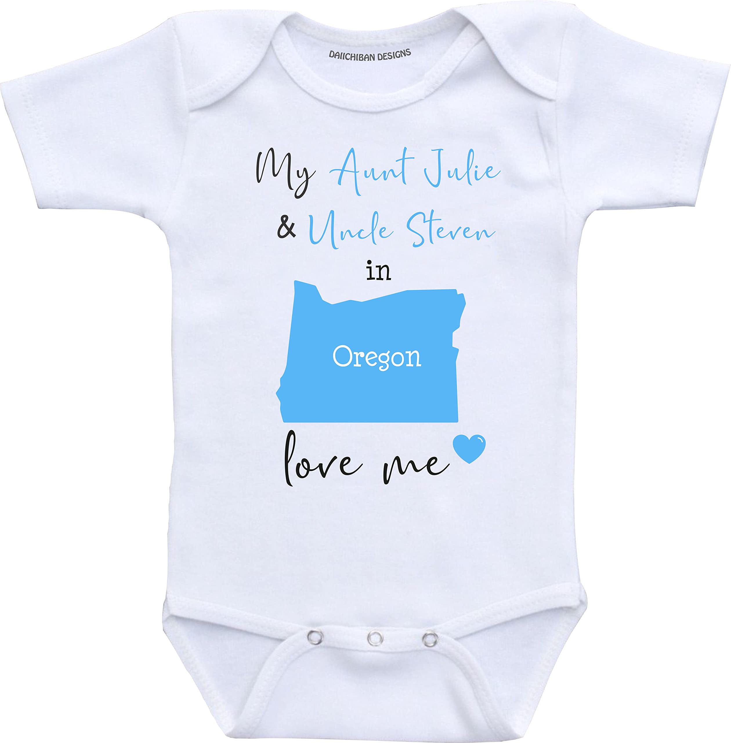 Daiichiban Designs Aunt and Uncle baby gifts Customizable Oregon baby clothes