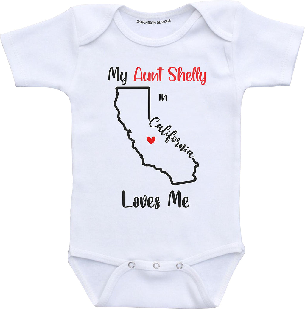 Daiichiban Designs My Aunt in California Loves Me Customs baby gifts from Aunt