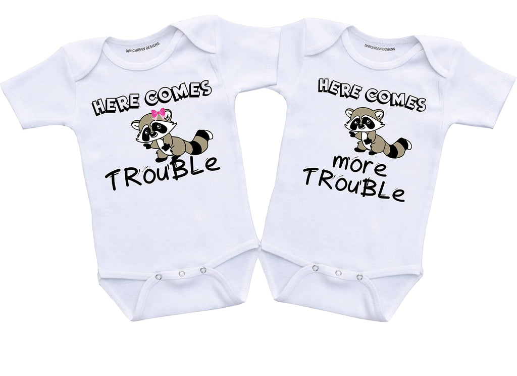Matching Twin outfits boy and girl Funny Twins baby clothes