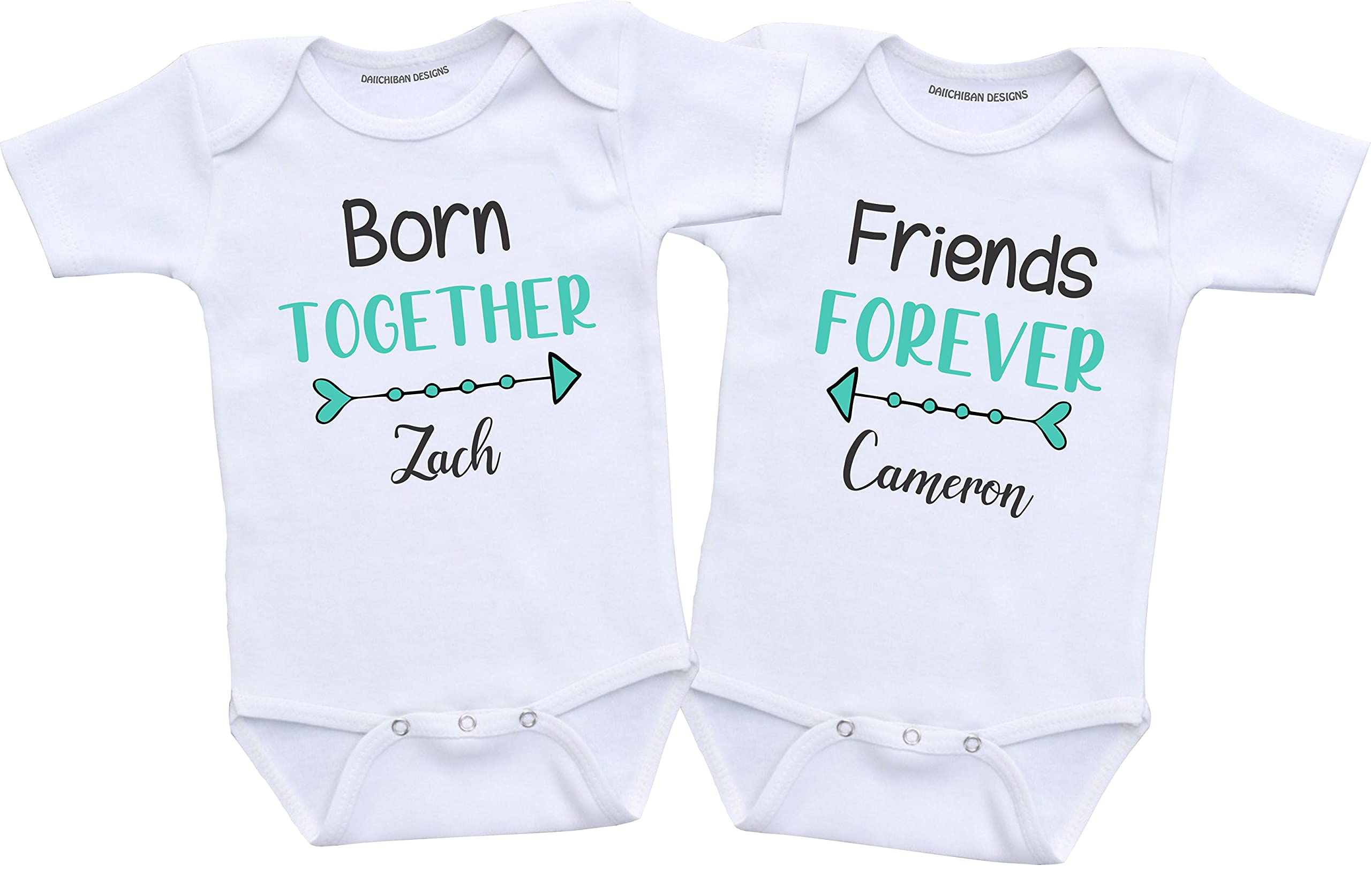 Daiichiban Designs Personalized Twin baby gifts Born together Friends forever twins