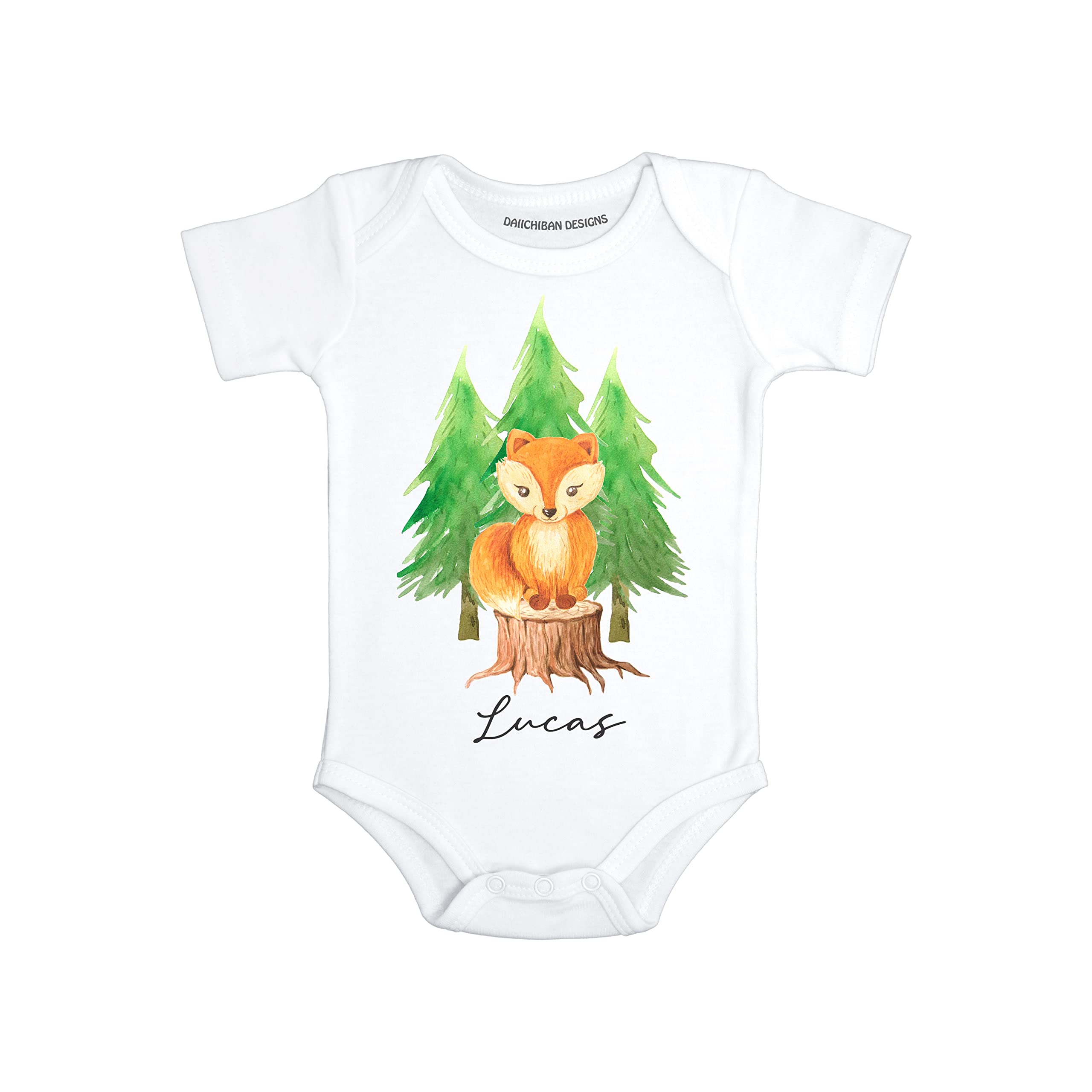 Daiichiban Designs Personalized Fox baby clothes for boys Custom name baby gifts