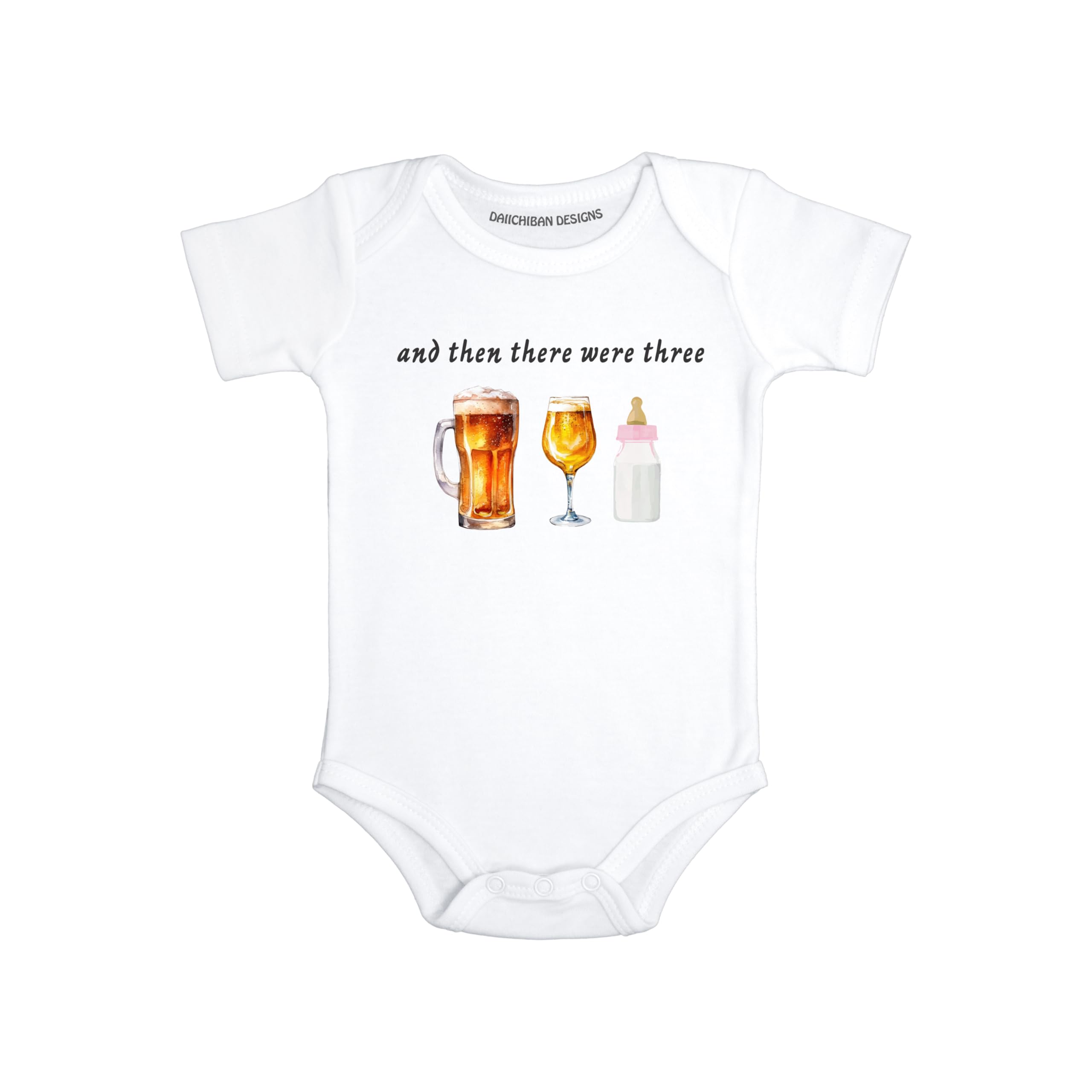 Daiichiban Designs Baby Announcement Then There were Three Surprise Pregnancy Reveal (Newborn) White