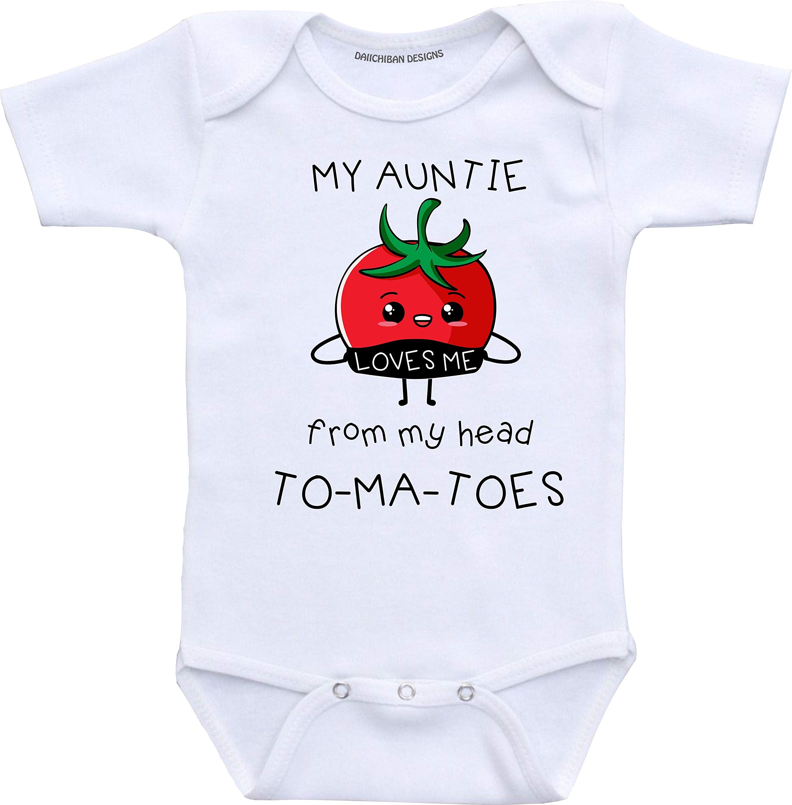My Aunt Loves me from My Head Tomatoes Infant Bodysuits