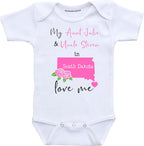 Daiichiban Designs Aunt and Uncle baby gifts Customizable Pennsylvania Dakota baby clothes