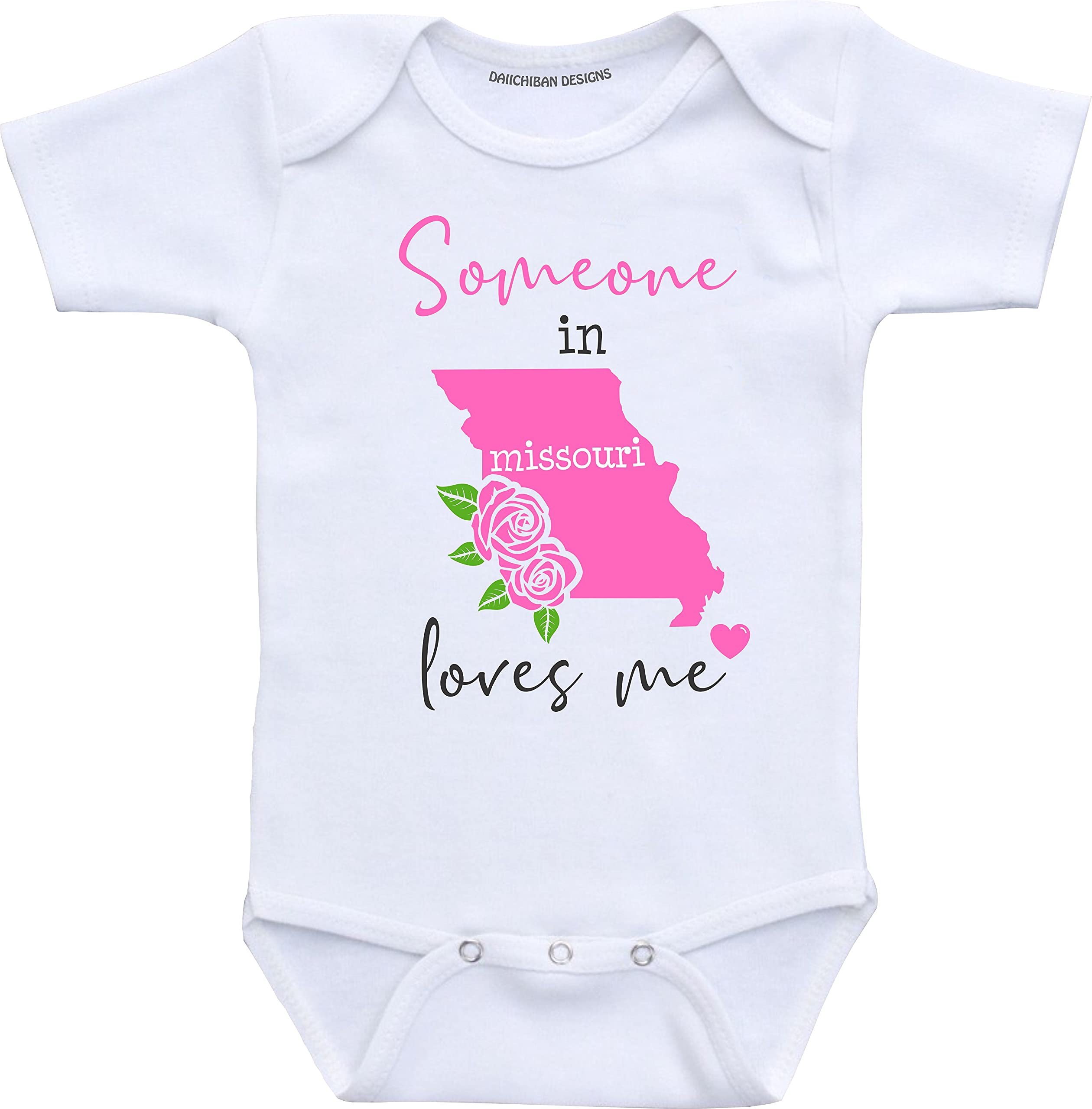 Daiichiban Designs Someone in Missouri loves me baby clothes infant romper