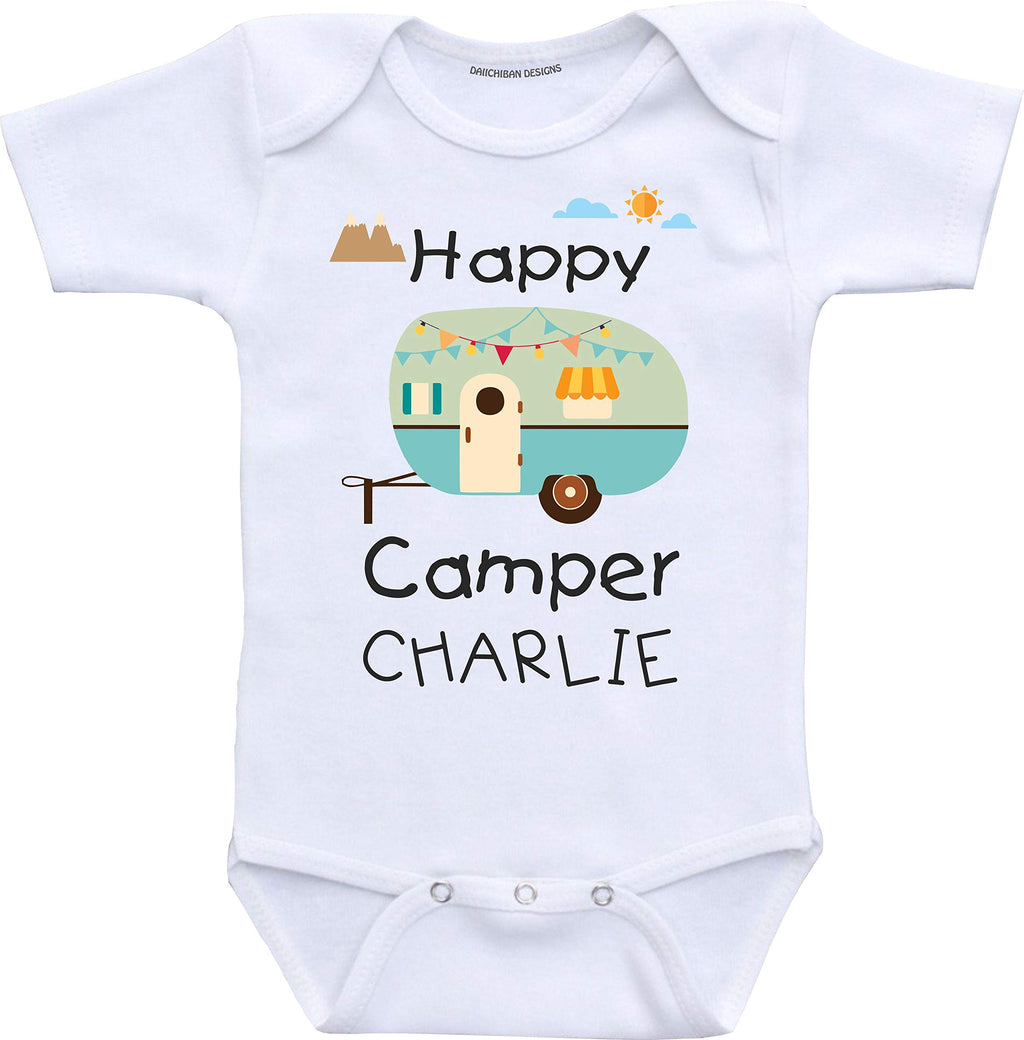Daiichiban Designs Happy camper baby clothes Personalized baby gift