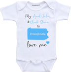Daiichiban Designs Aunt and Uncle baby gifts Customizable Pennsylvania Dakota baby clothes